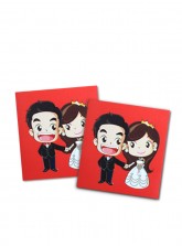 Cartoon Bride and Groom Red Packets (5pcs/pack) - Square